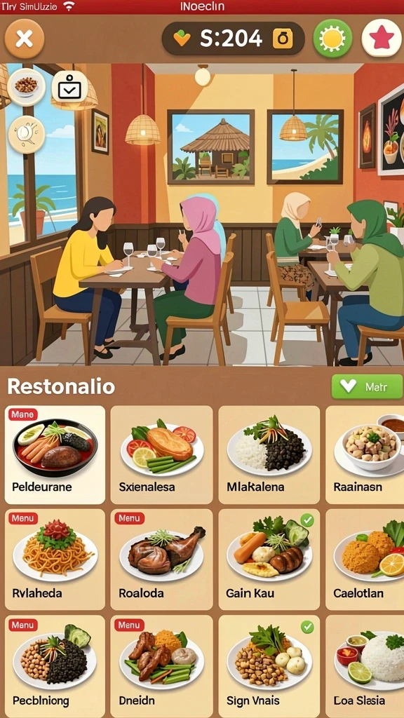 Screenshot menggambarkan berbagai resep unik yang dapat dipilih.