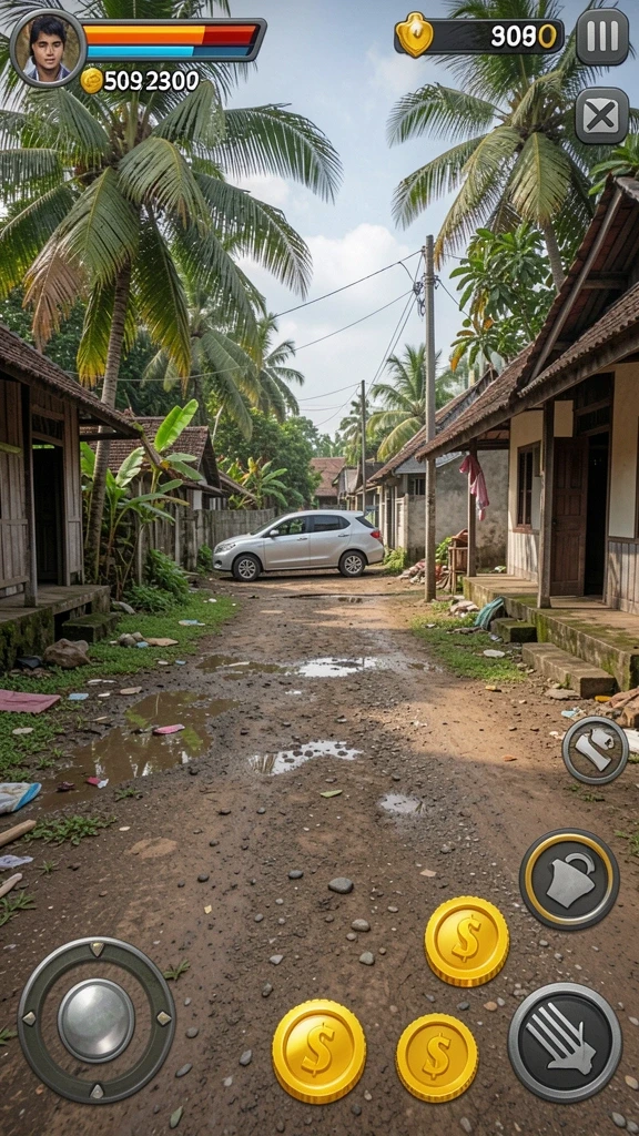 Latar belakang hutan yang indah dengan karakter utama.