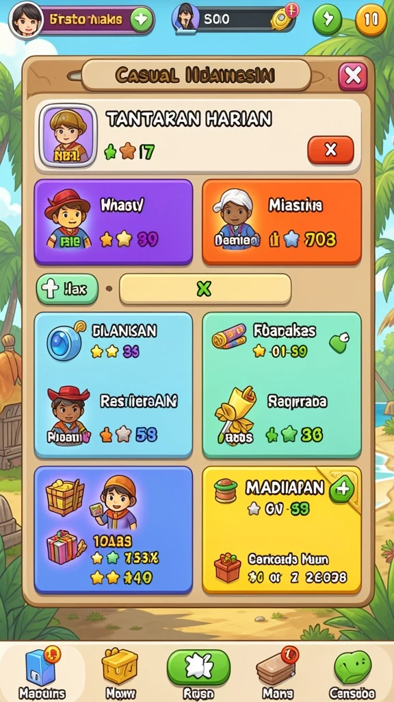 Misi harian yang memberikan bonus menarik.